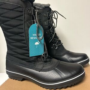 JBU Black Quilted Lace-Up Winter Boots